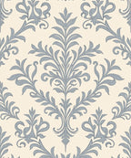 Pale Blue Damask Floral Crest Rug