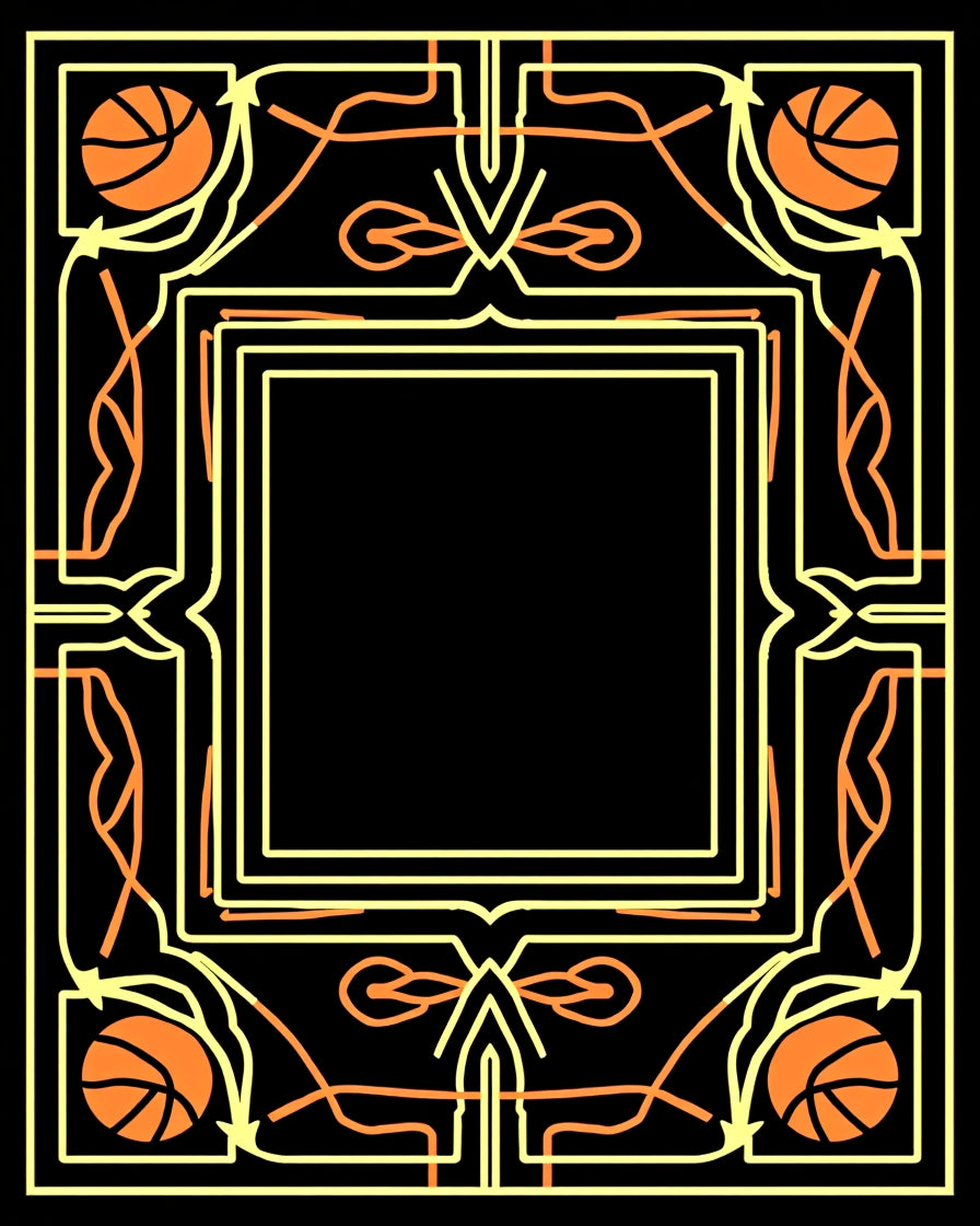 Art Deco Orange Basketball Frame Rug