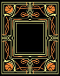 Art Deco Orange Basketball Frame Rug