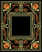 Art Deco Orange Basketball Frame Rug