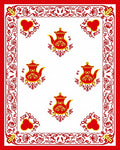Red Teapot Medallion Border Rug