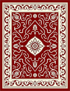 Crimson Ivory Intricate Paisley Medallion Rug
