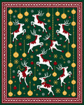 Festive Reindeer Ornaments Border Rug