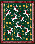 Festive Reindeer Ornaments Border Rug