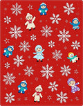 Crimson Snow Kids and Flakes Rug