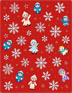Crimson Snow Kids and Flakes Rug