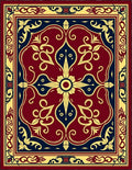 Crimson Navy Gold Floral Medallion Rug