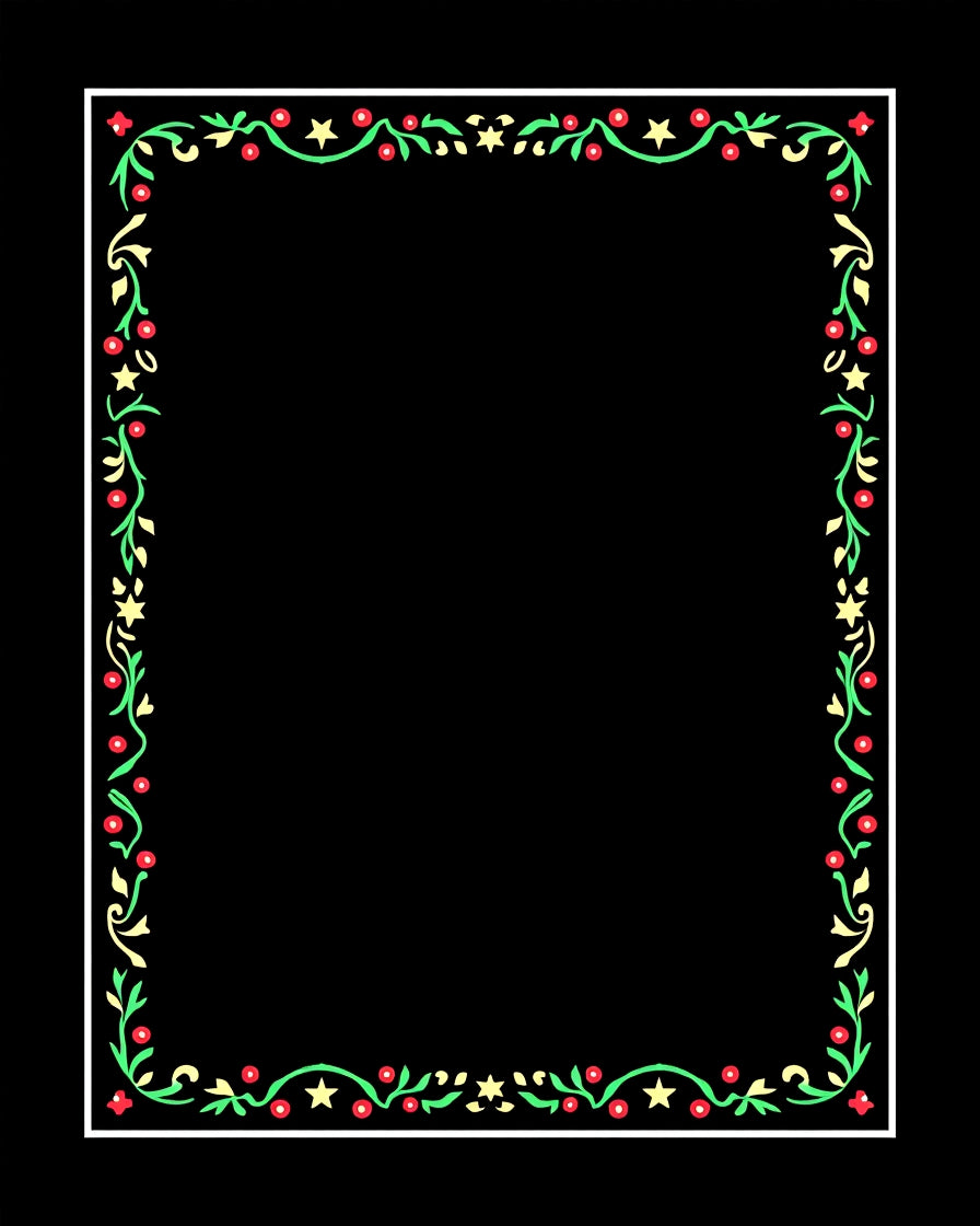 Festive Green Berry Star Border Rug