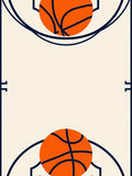 Orange Basketball Court Lines Rug