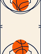 Orange Basketball Court Lines Rug