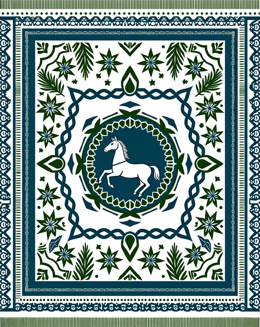 White Horse Native American Inspired Rug