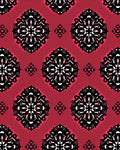 Crimson Black White Ornamental Medallion Rug