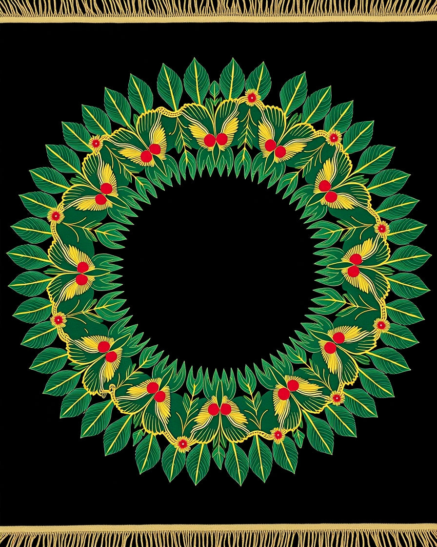 Verdant Festive Wreath Jewel Accents Rug