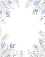 Gentle Blue Floral Outline Branches Rug