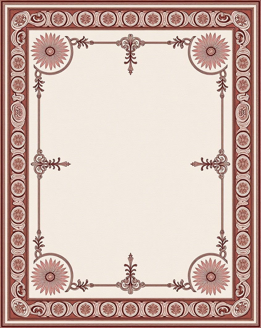 Crimson Floral Bordered Cream Rug