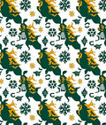Green Yellow Reindeer Snowflakes Pattern Rug