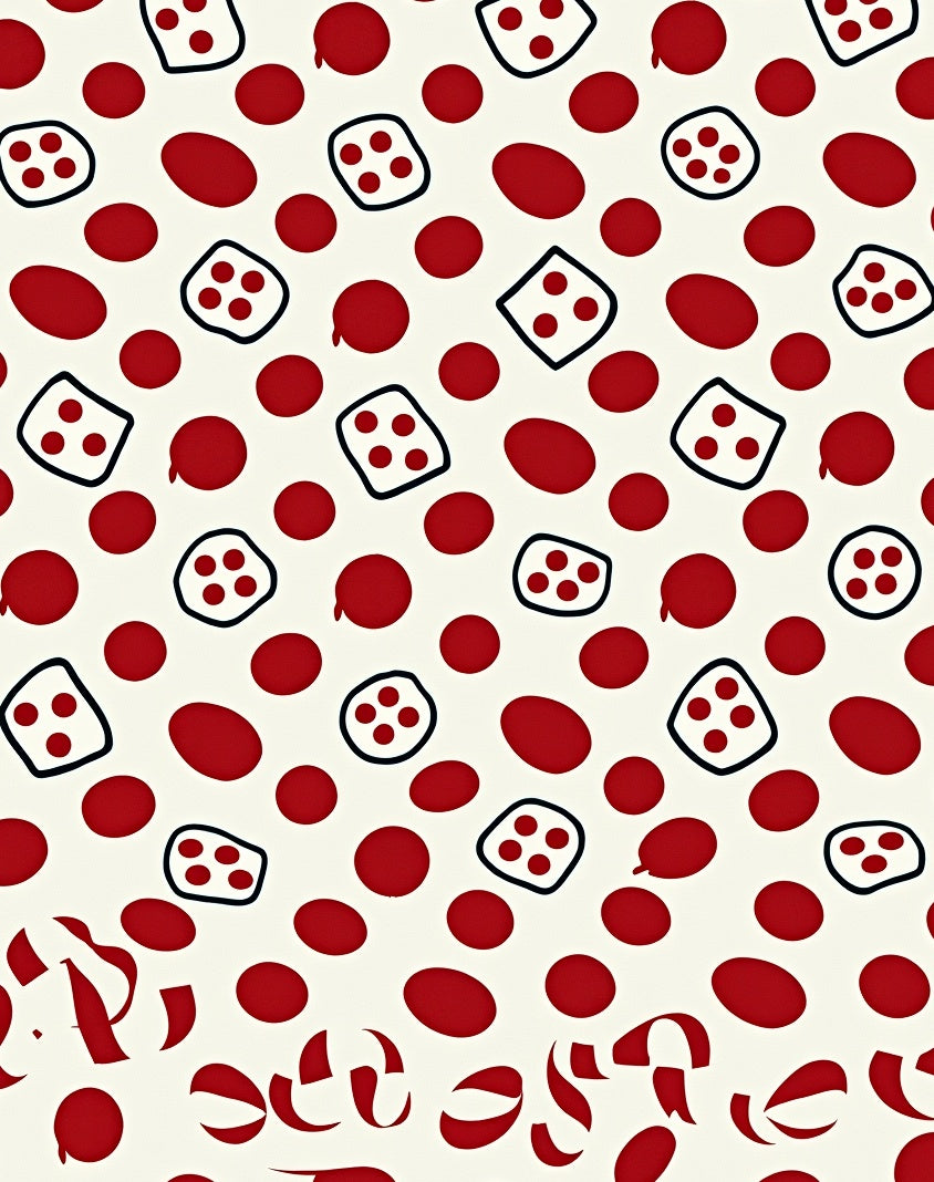 Red Polka Dots Dice Scatter Rug