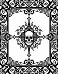 Gothic Black Skull Scrollwork Mandala Rug