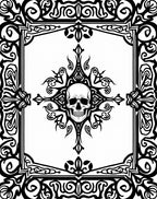 Gothic Black Skull Scrollwork Mandala Rug