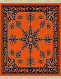 Vibrant Orange Floral Sunburst Rug