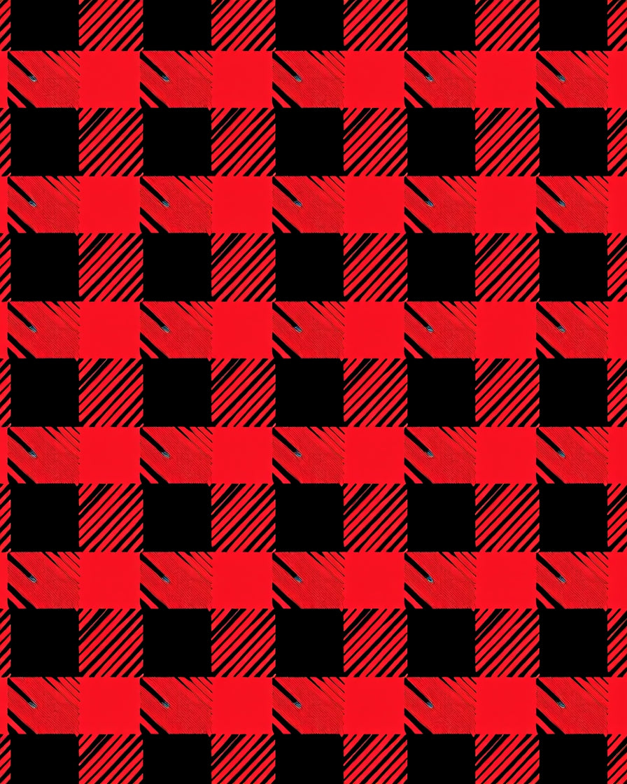 Bold Red Black Checked Lined Blanket Rug