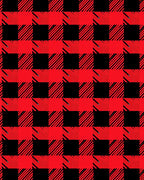 Bold Red Black Checked Lined Blanket Rug
