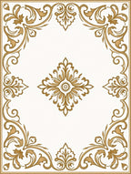 Golden Vine Scroll Medallion Rug