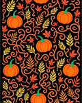 Autumn Pumpkin Leaf Swirls Rug
