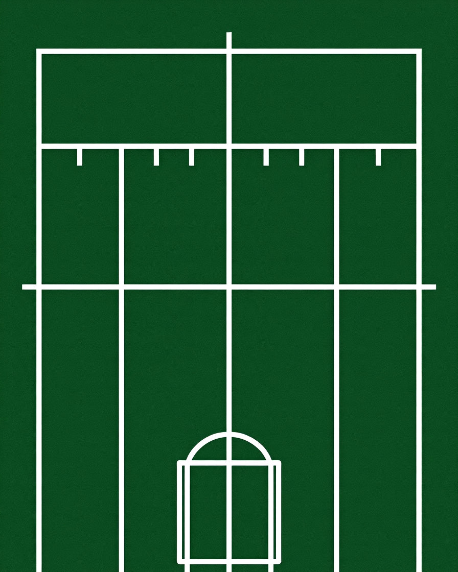 Deep Green Geometric Court Rug