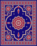 Royal Blue Red Floral Medallion Grand Rug