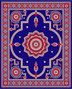 Royal Blue Red Floral Medallion Grand Rug