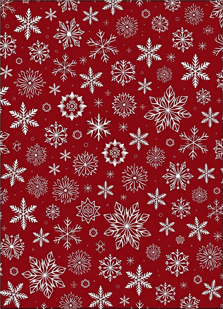 Red White Snowflake Winter Collection Rug