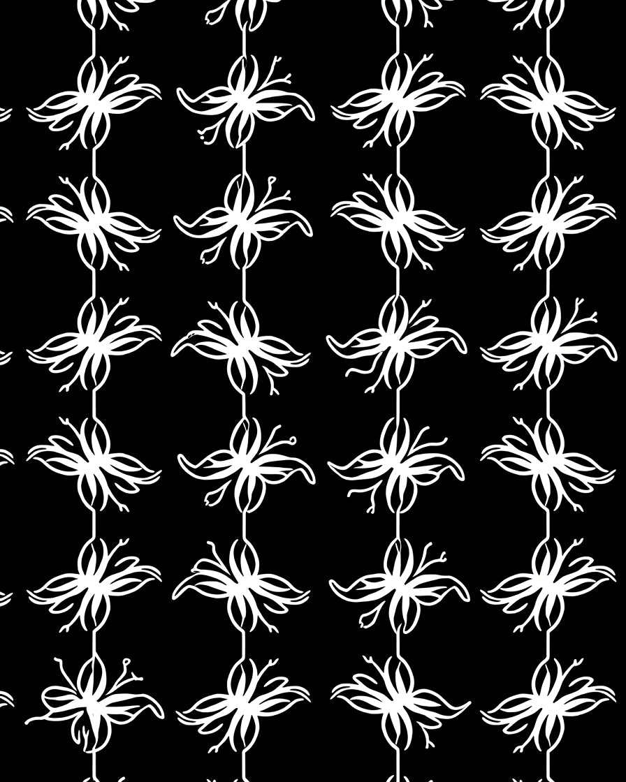 White Leafy Vine Trellis Repeat Rug