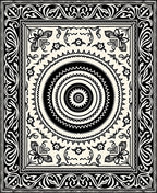 Bold Black White Mandalas Frame Rug