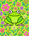 Happy Frog Floral Garden Rug