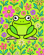 Happy Frog Floral Garden Rug