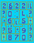 Bold Blue Yellow Number Grid Rug