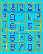 Bold Blue Yellow Number Grid Rug