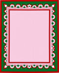 Red Green Floral Border Pink Center Rug