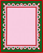 Red Green Floral Border Pink Center Rug