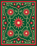 Festive Green Red Starburst Medallion Rug