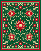 Festive Green Red Starburst Medallion Rug