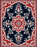 Crimson White Floral Medallion Navy Rug