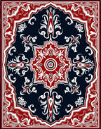 Crimson White Floral Medallion Navy Rug