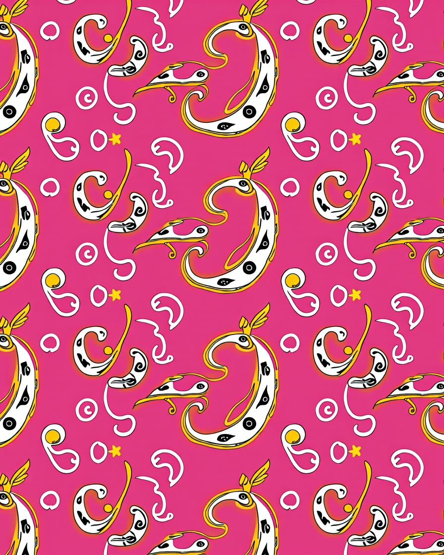 Hot Pink Whimsical Creature Swirls Rug