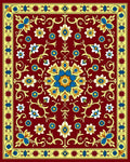 Crimson Floral Medallion with Blue Accents Rug