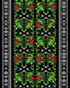 Green Red Creature Black Tribal Border Rug