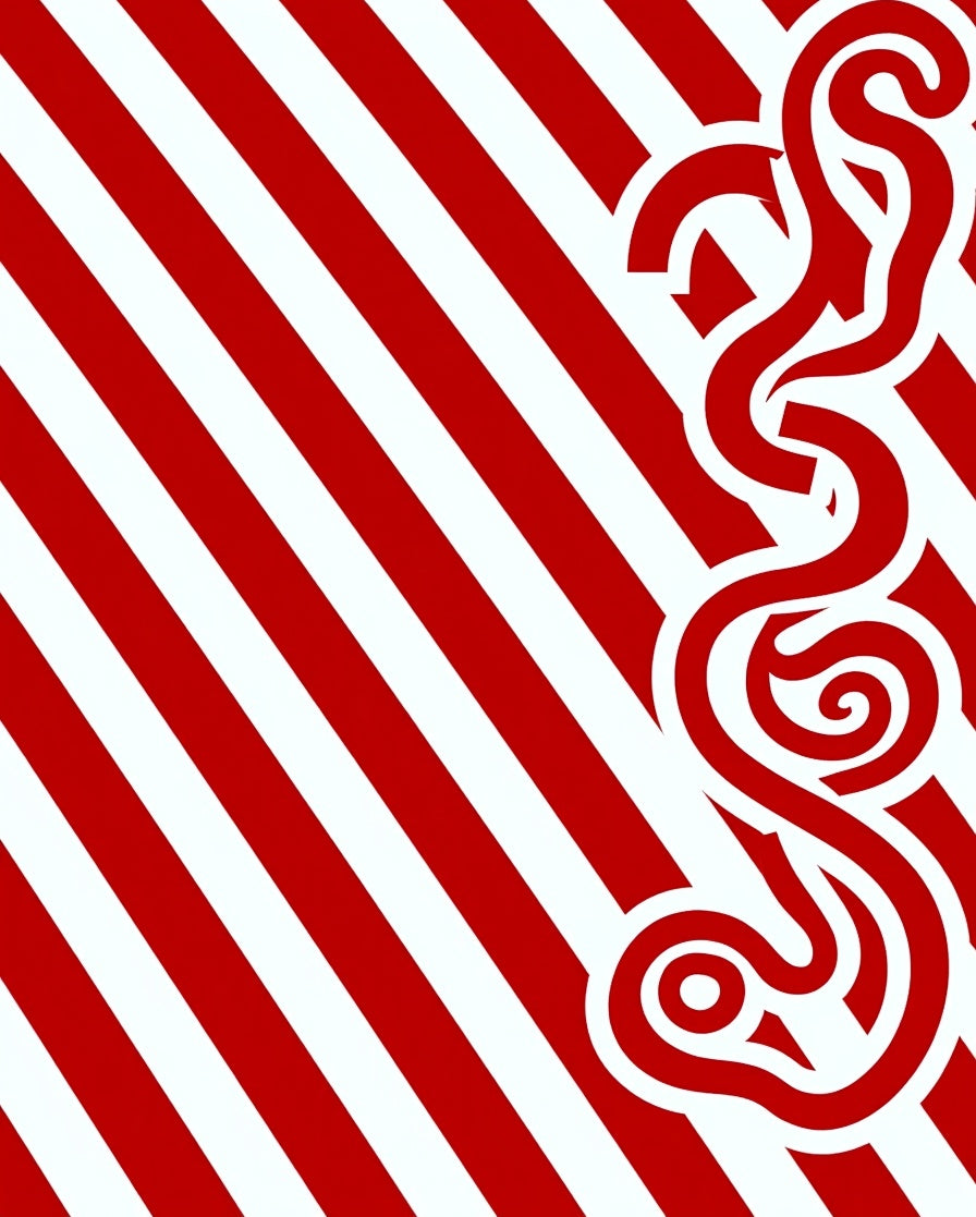 Bold Red Striped Swirl Rug