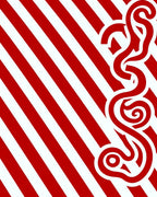 Bold Red Striped Swirl Rug