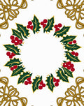 Festive Holly Berry Garland Gold Border Rug